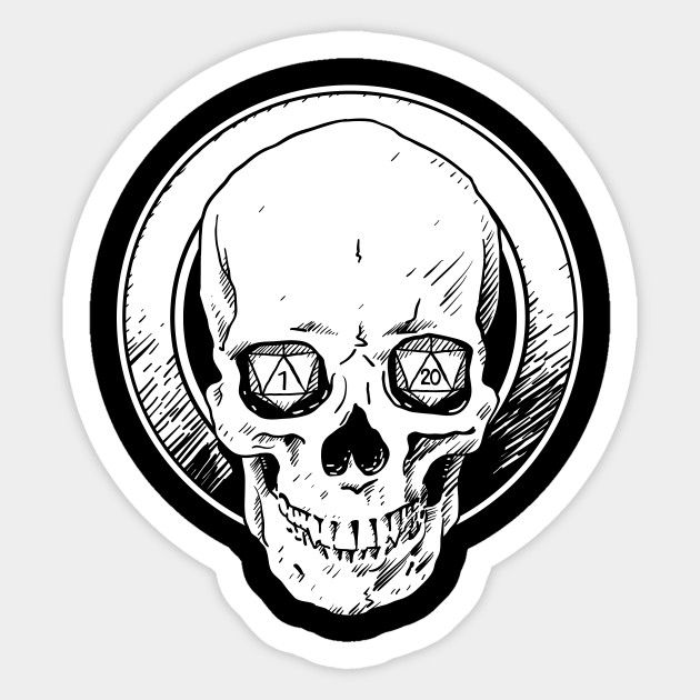 Dungeons and Dragons Skull d20 Dungeons And Dragons Sticker TeePublic